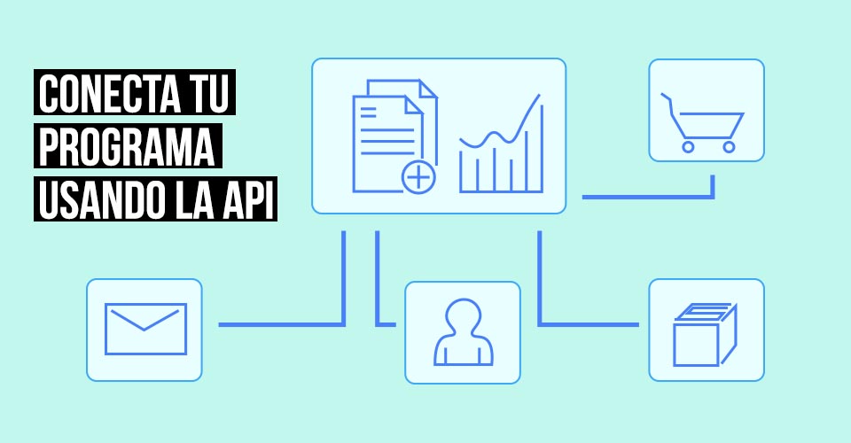Un ejemplo de cómo un programa de facturación se puede conectar mediante la API con distintas aplicaciones y programas online