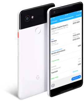 Un móvil de Android enviándo un presupuesto con la app de Debitoor